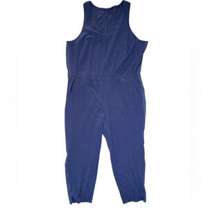 Athleta Brooklyn Textured Jumpsuit Medieval Violet Blue Women’s Size 22 Travel